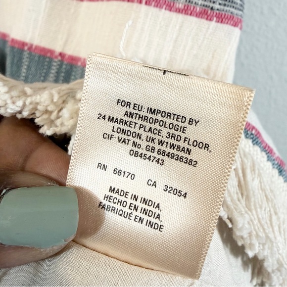 Anthropologie Holding Horses Fringe Stripe Dress Size 4P Ivory Western Boho - Picture 8 of 11